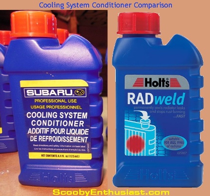 Comparison of SUBARU coolant conditioner to Holts Radweld