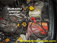 SUBARU windshield washer pumps location