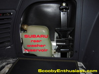 SUBARU windshield washer pumps location, rear, 1994 Legacy